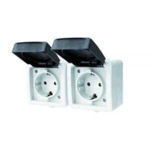 Doble base de superficie Shuko 2P+TTL y obturadores Ceese