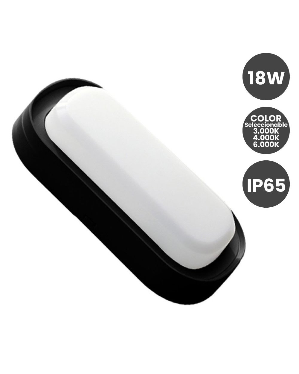 Aplique/Plafon LED Rectangular 18W IP65 Ledytec